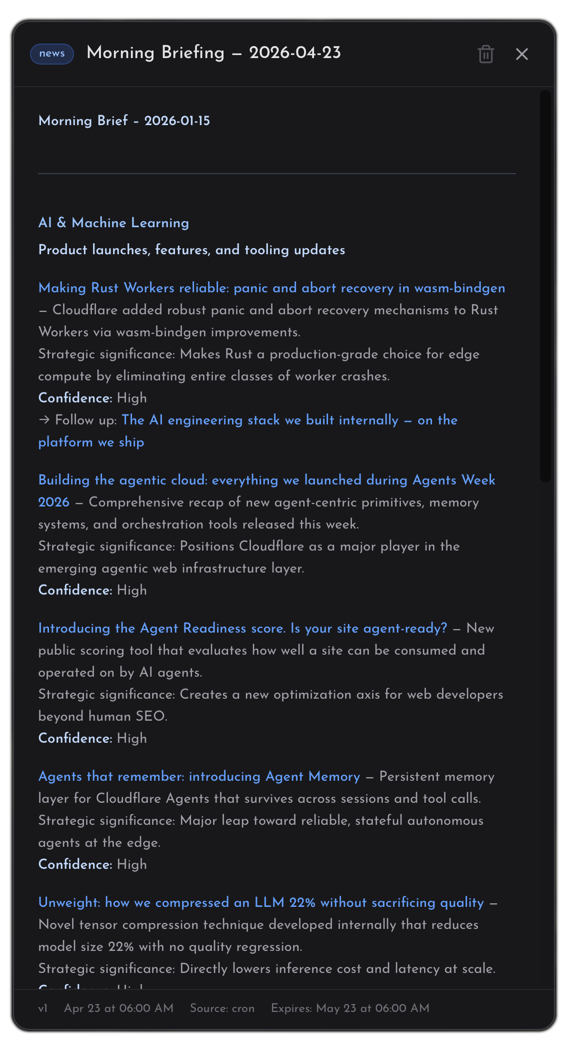 Morning briefing - cron-generated news digest